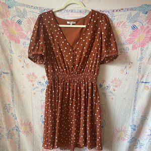 Madewell Fall Burnt Orange White Polka Dot Dress